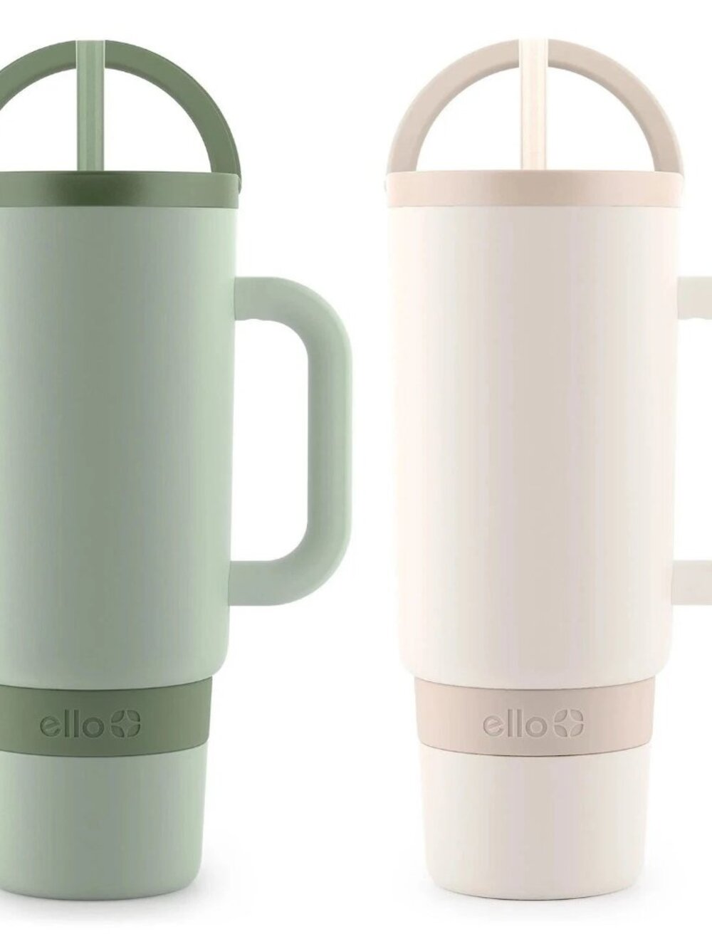 Ello Port 40-oz. Stainless Steel Tumbler with Handle,  2 Pack Sage and Cream